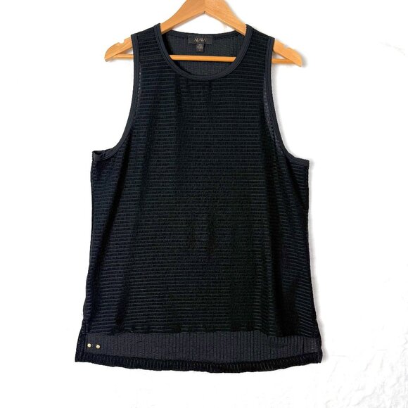 ALALA Activewear Sheer Striped Stretch Comfy Sleeveless Tank Top Womens M Black - Picture 1 of 7